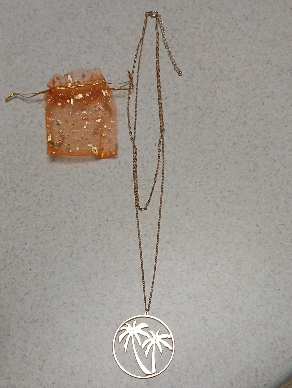 Gold Palm Tree Pendant Necklace - Elegant Layered Women’s Jewelry